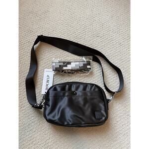 HKWIP Black Nylon Crossbody Bag Streetwear Utility Shoulder Bag w/ Keychain